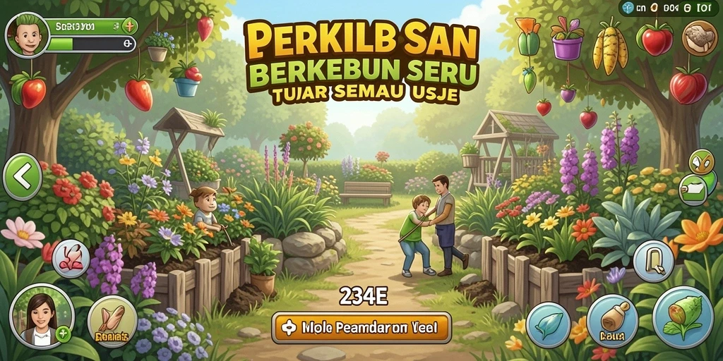Screenshot utama 234E yang menunjukkan lahan pertanian yang subur.