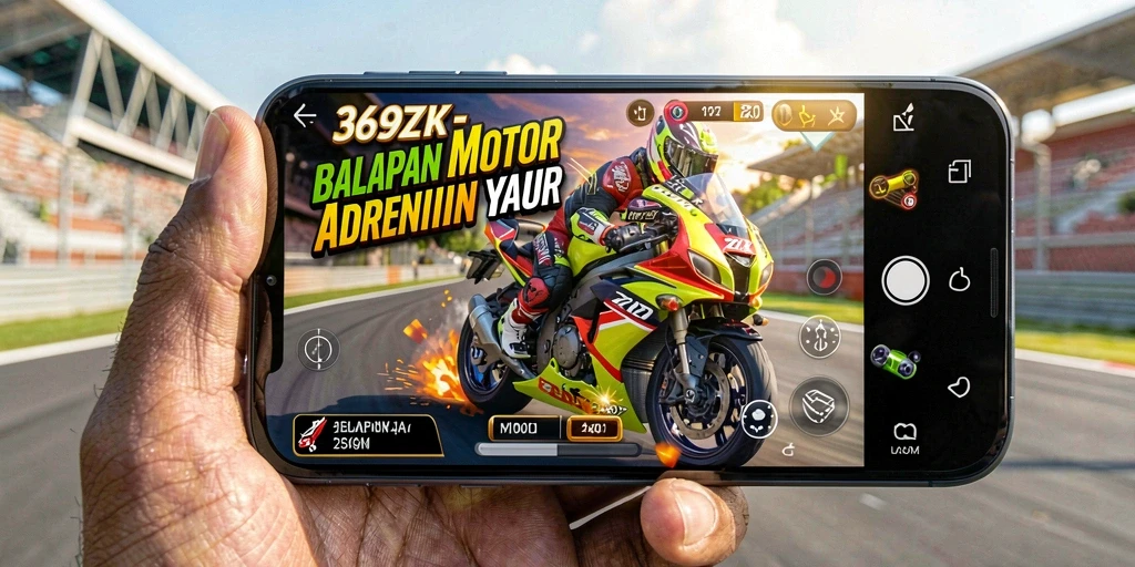 Screenshot menampilkan balapan motor yang mendebarkan dan grafik yang tajam.