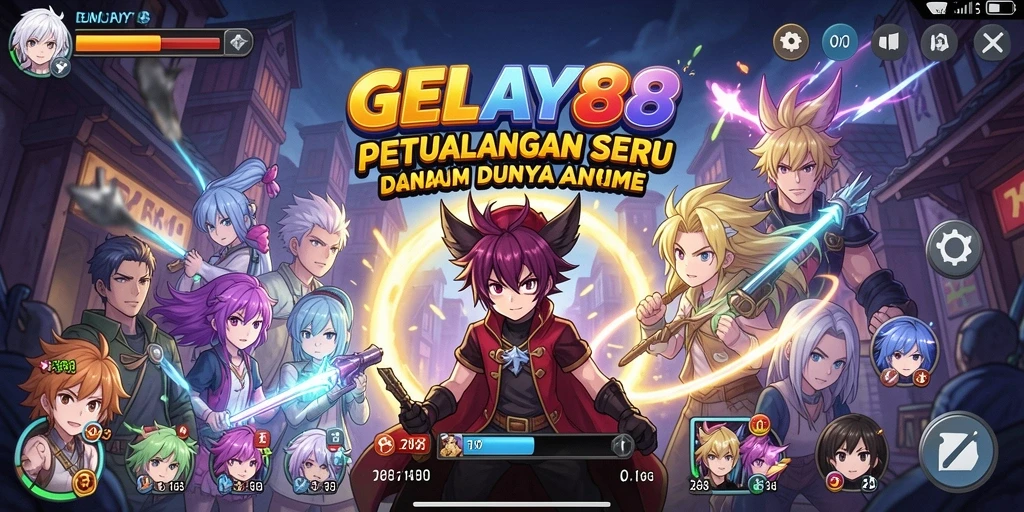 Tampilan gameplay GELAY88 yang penuh warna dan karakter menarik.