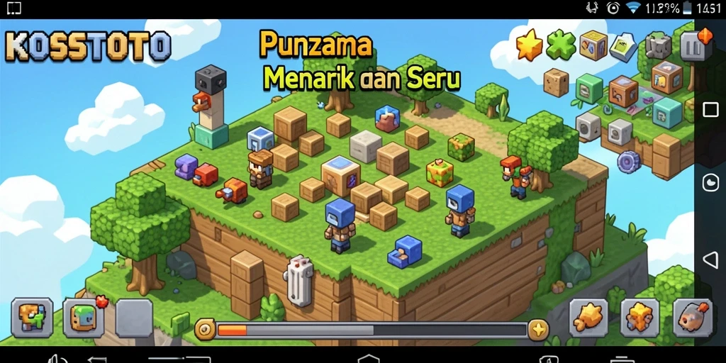 Tampilan gameplay KOSTOTO yang penuh warna dan menantang.