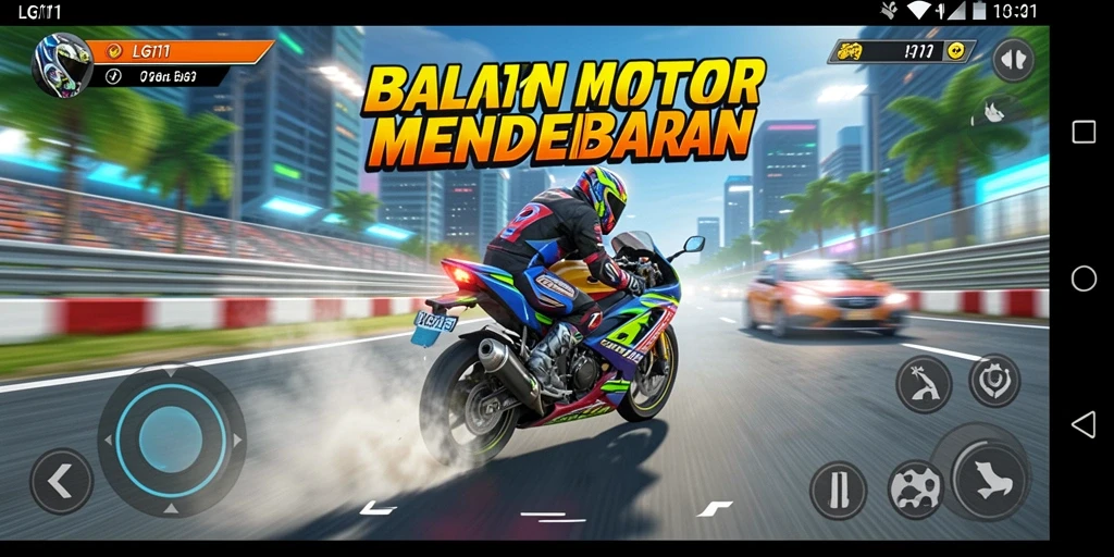 Gameplay seru dari LG111 yang menampilkan balapan motor intens.