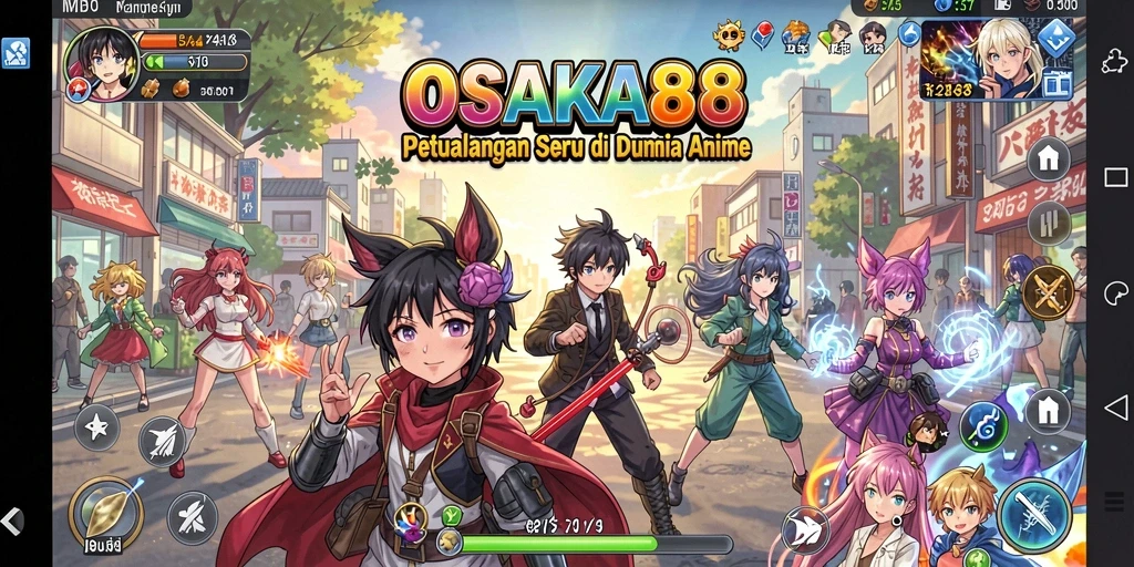 Tampilan permainan OSAKA88 yang penuh warna dan karakter anime yang ikonik.
