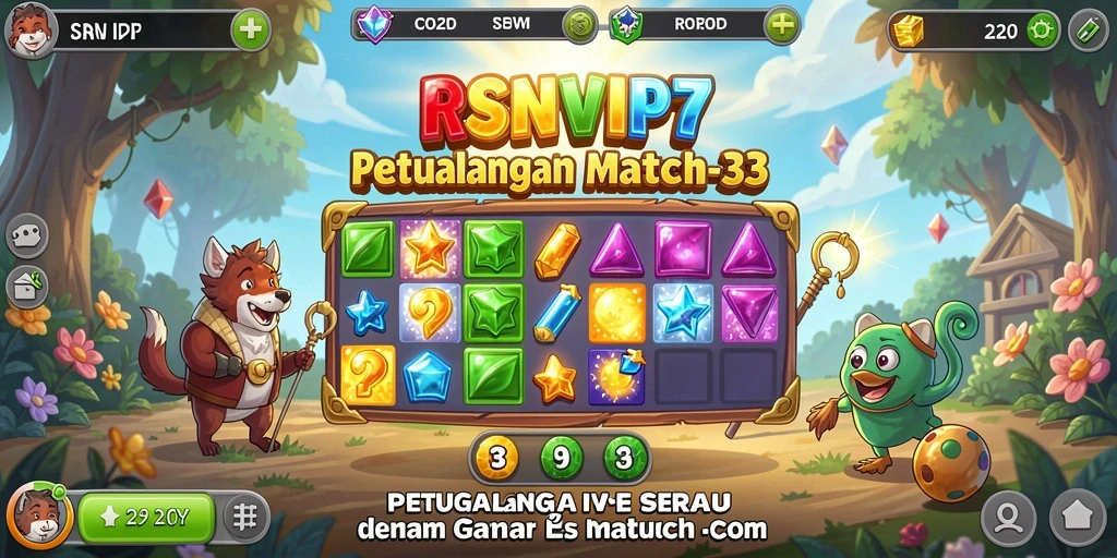 Tampilan seru permainan Match-3 yang penuh warna dan tantangan.