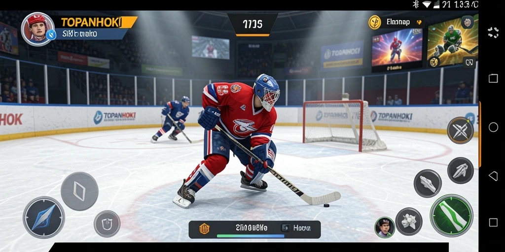 Tampilan gameplay seru di TOPANHOKI saat pertandingan hoki.