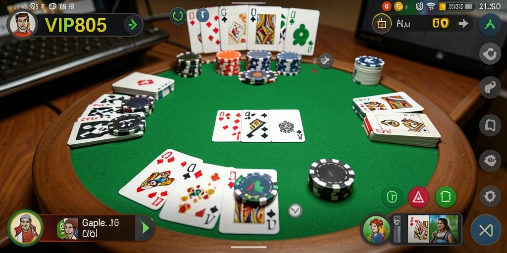 Tampilan menarik dari gameplay Gaple di VIP805.