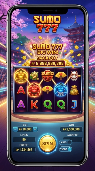 Tampilan layar utama aplikasi Sumo777 dengan beragam kategori aplikasi.